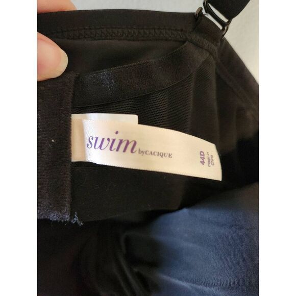 Lane Bryant Cacique Swim Twist Front Tankini Top Black Plus Size 44D - Picture 2 of 3